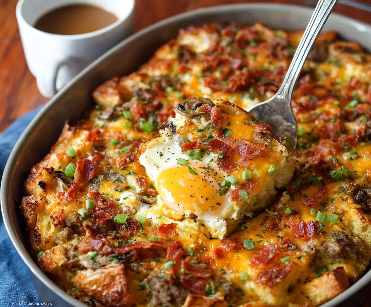 Easy Loaded Overnight Breakfast Casserole