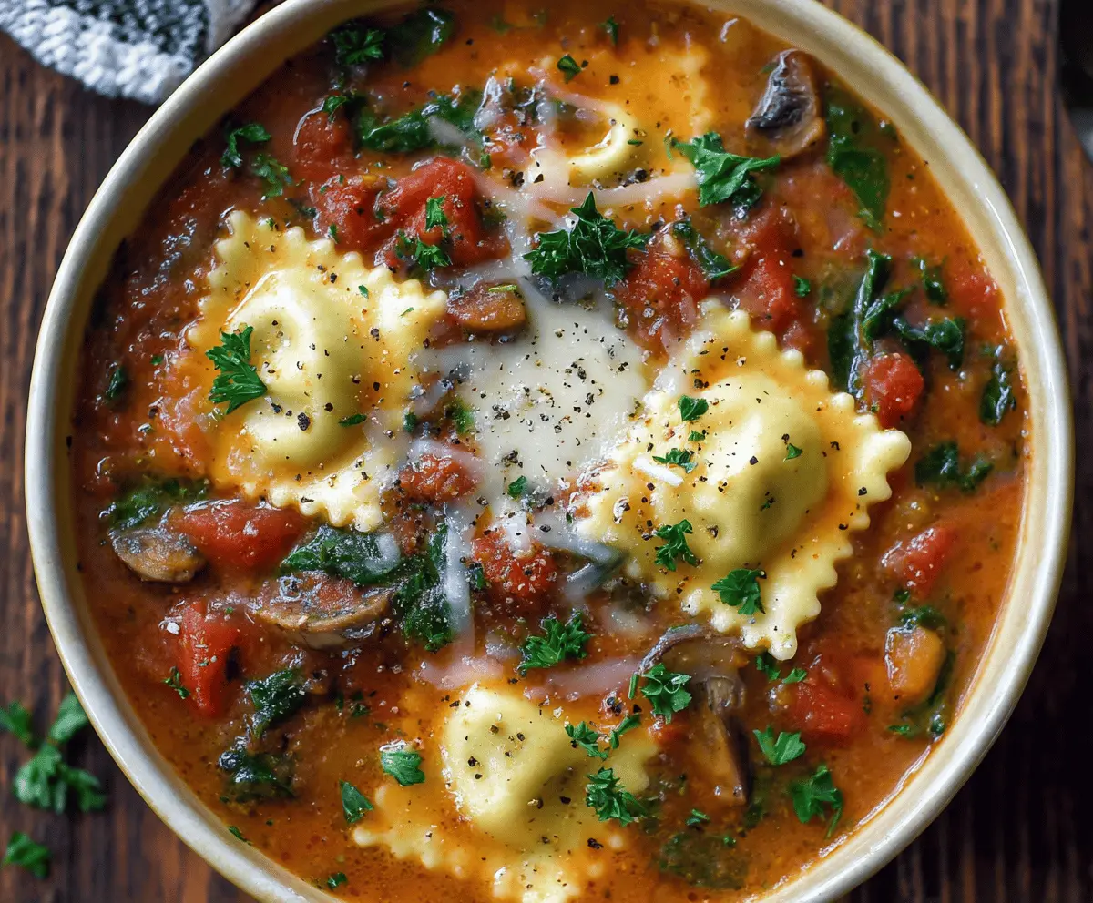 Easy One-Pot Vegetarian Ravioli Soup