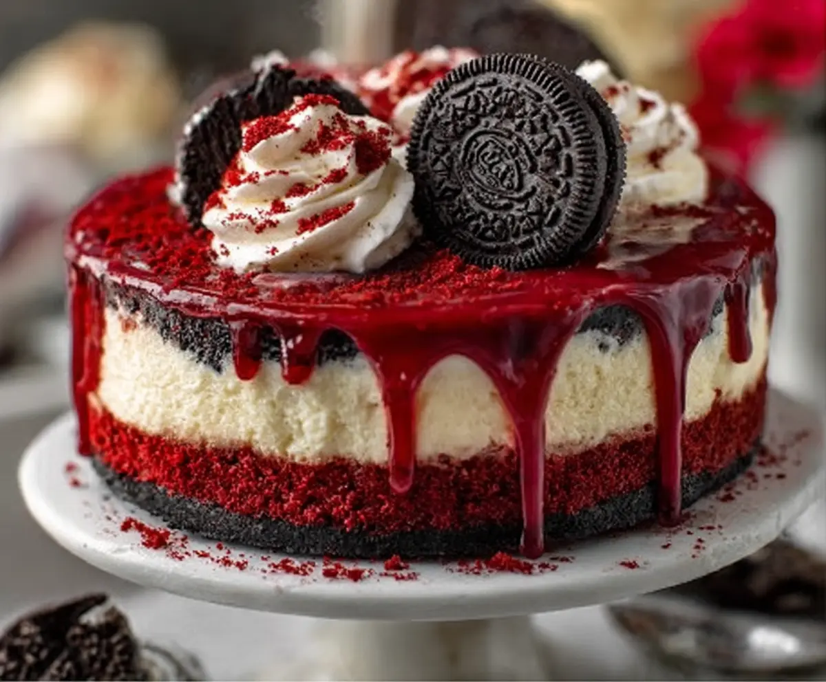 Easy Red Velvet Oreo Cheesecake
