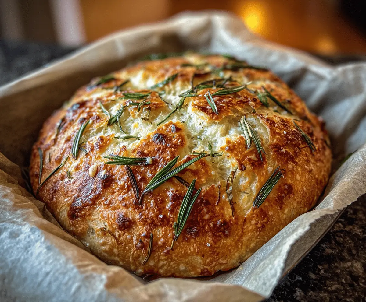 Rustic No-Knead Rosemary Garlic Bread