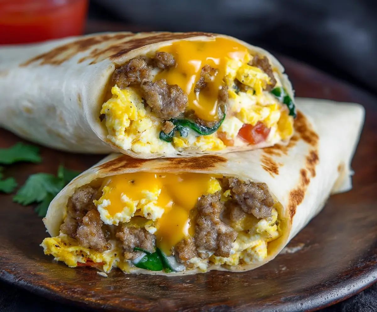 Easy Sausage Egg Breakfast Burritos