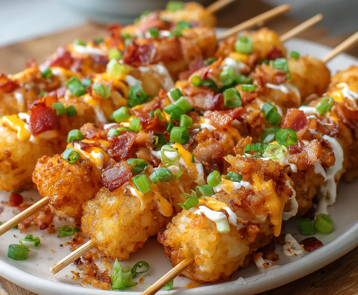 Easy Loaded Tater Tot Skewers Recipe