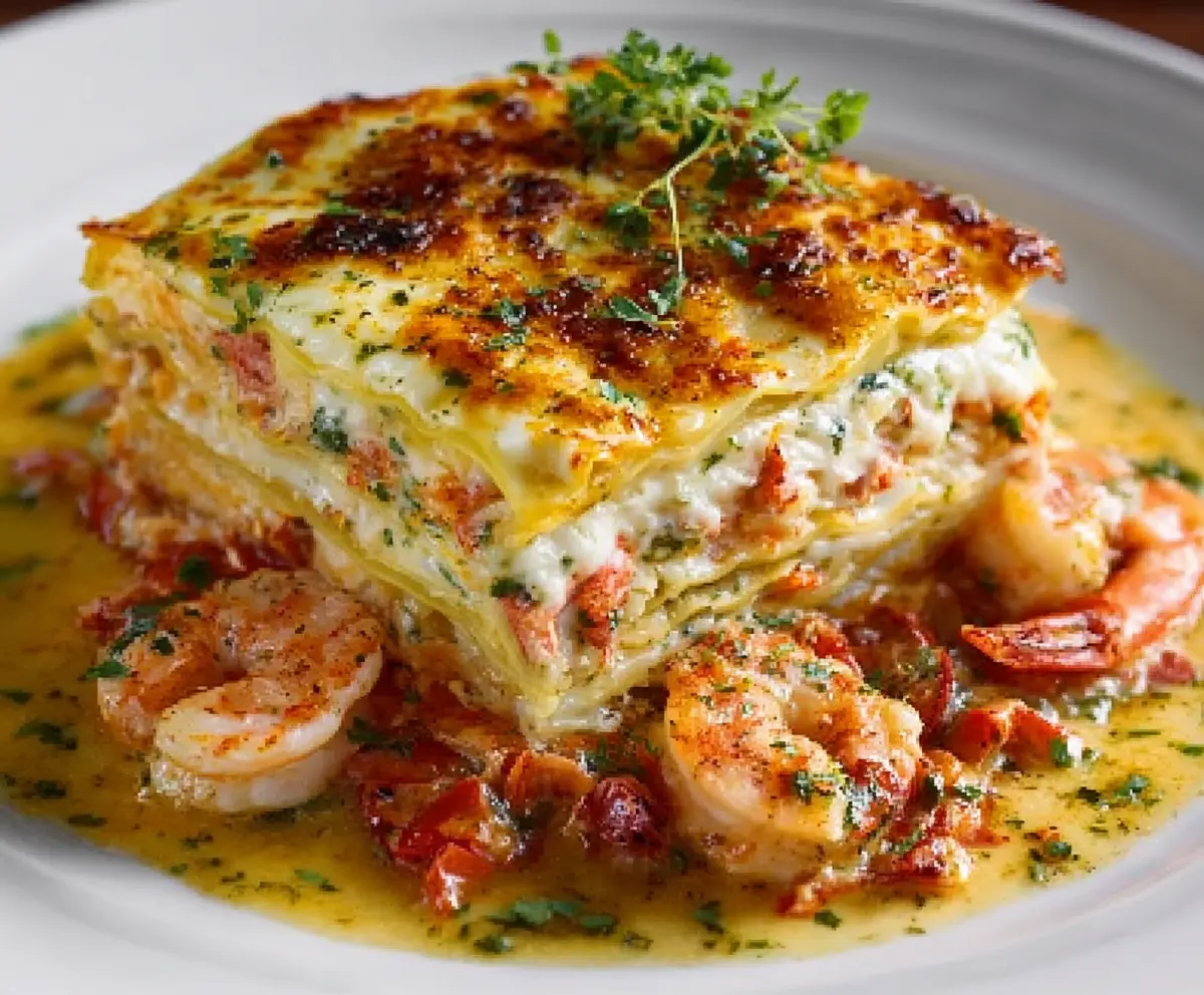 Delicious Seafood Lasagna with Lobster & Shrimp