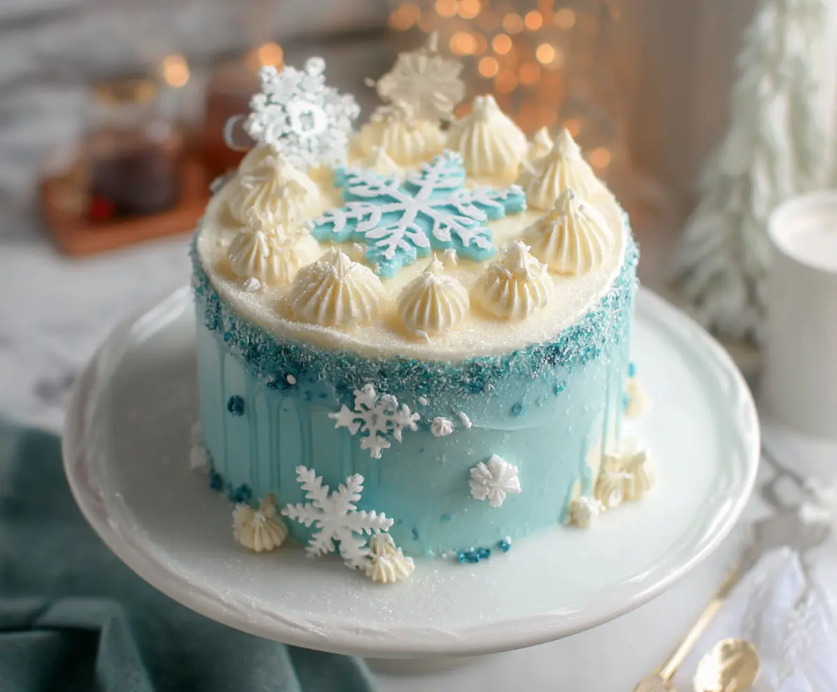 Winter Vanilla Snowflake Cake Recipe