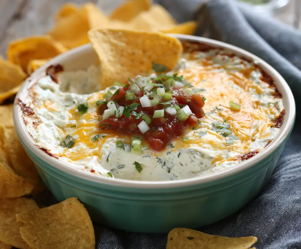 Cream Cheese Salsa Dip served in a bowl with fresh vegetables for a tasty appetizer.