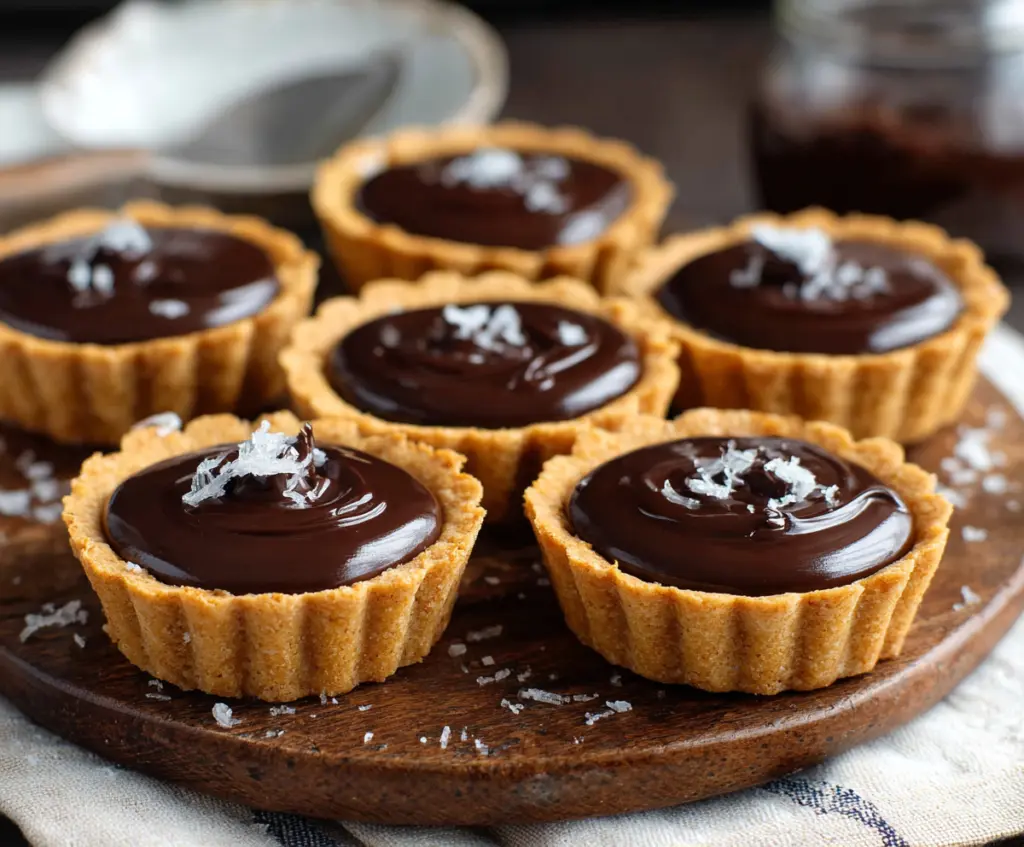 Delicious mini chocolate tarts filled with rich ganache, perfect for dessert lovers.