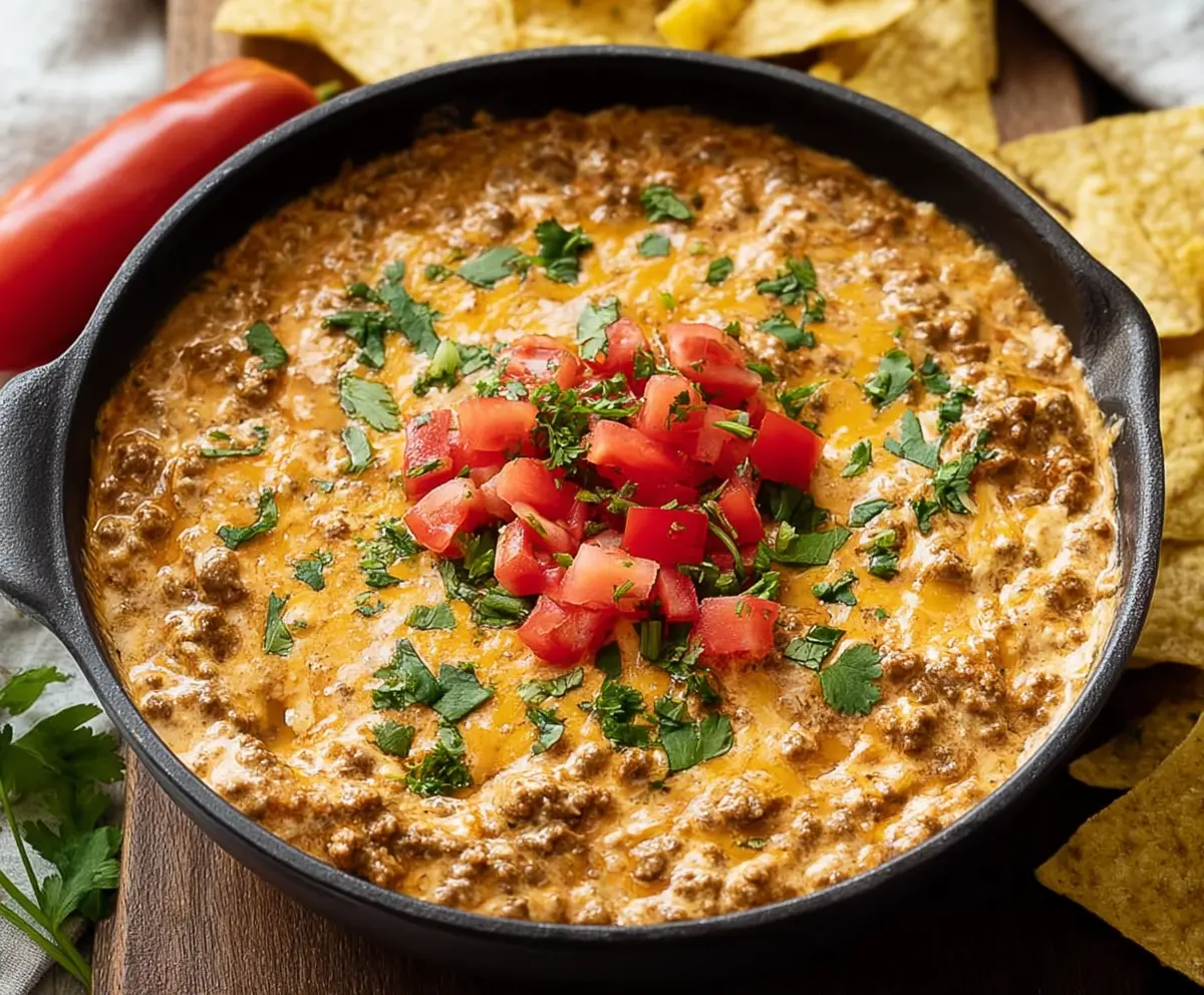 Easy Rotel Dip with Ground Beef