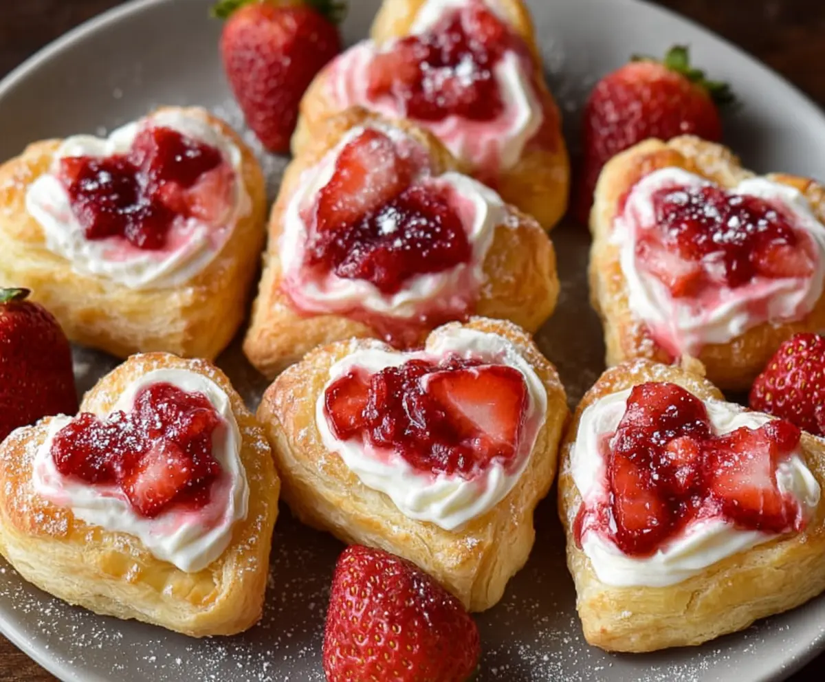 Strawberry Cream Cheese Heart Puffs