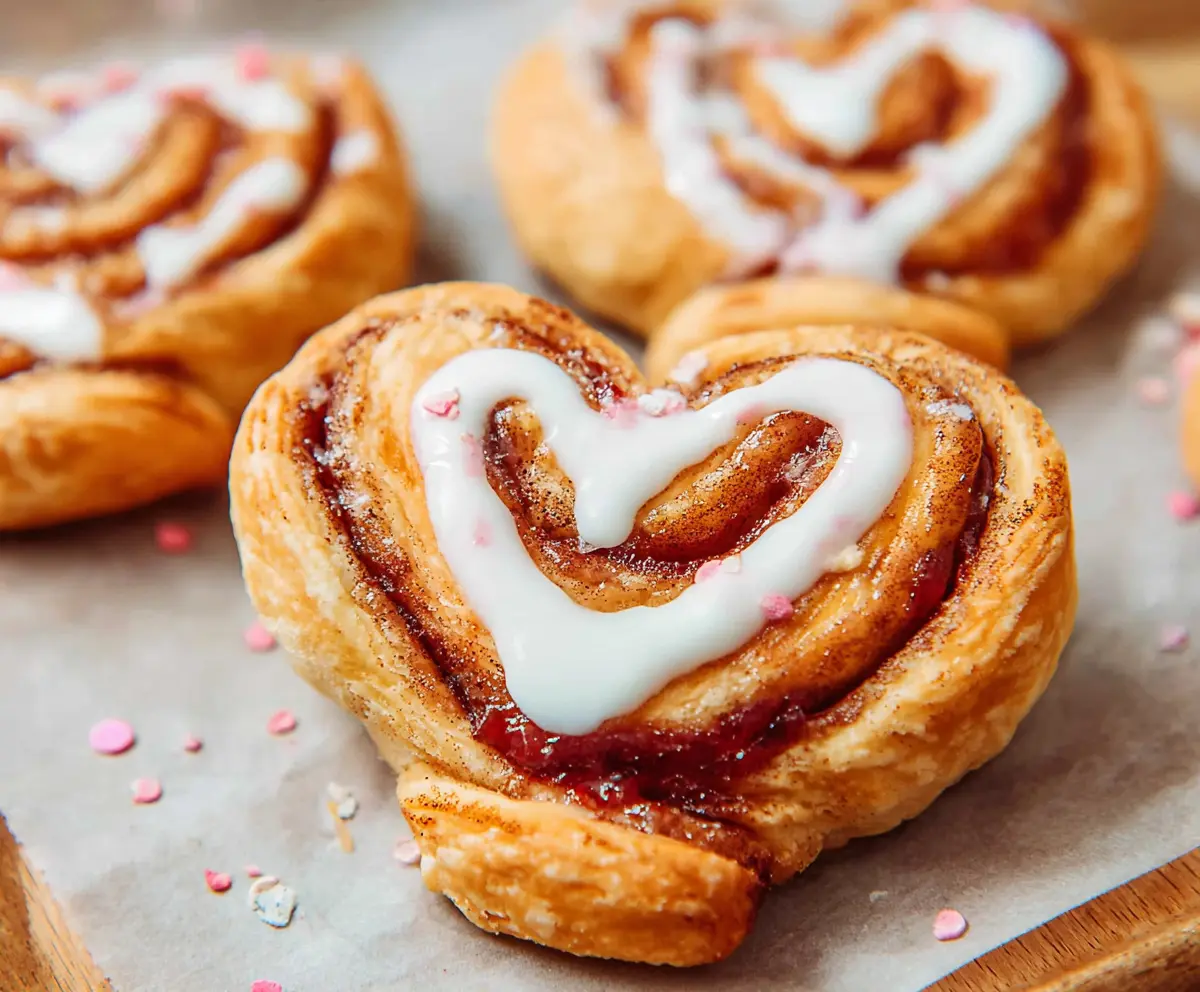 Delicious Heart-Shaped Cinnamon Rolls
