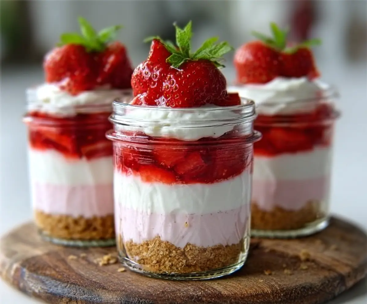 Easy No-Bake Strawberry Cheesecake Jars