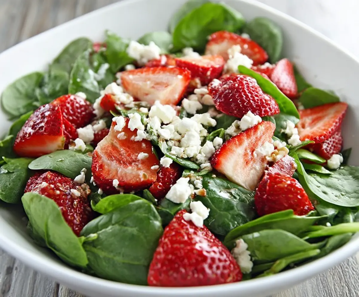 Fresh Strawberry Spinach Salad with Goat Cheese