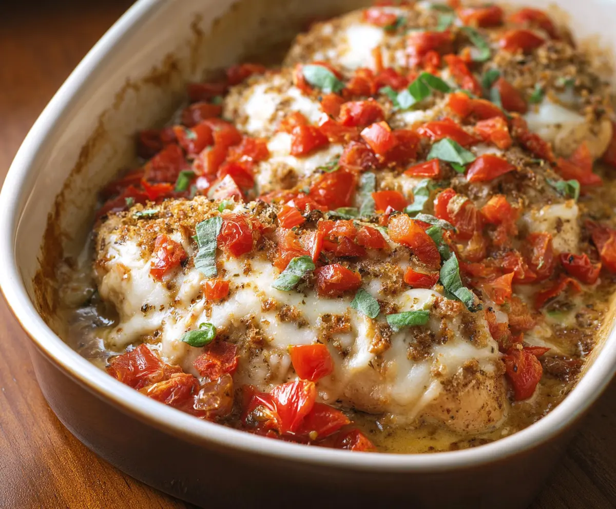 Easy Bruschetta Chicken Bake