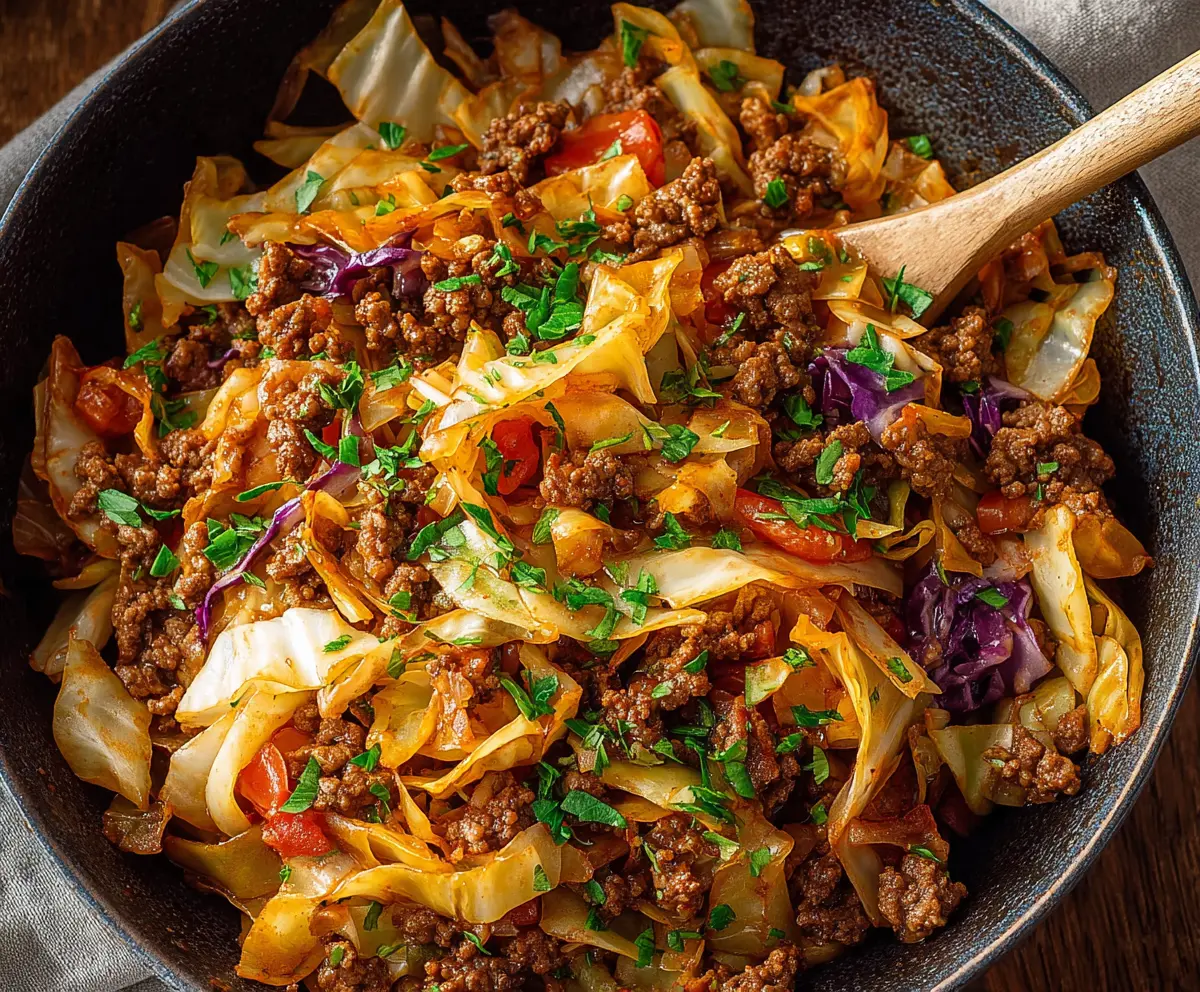 Easy Ground Beef & Cabbage Skillet