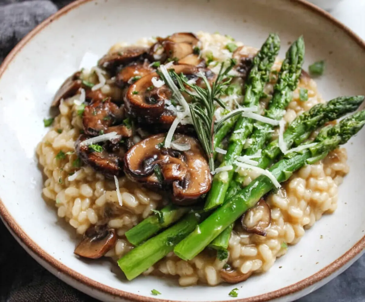 Easy Mushroom Asparagus Risotto