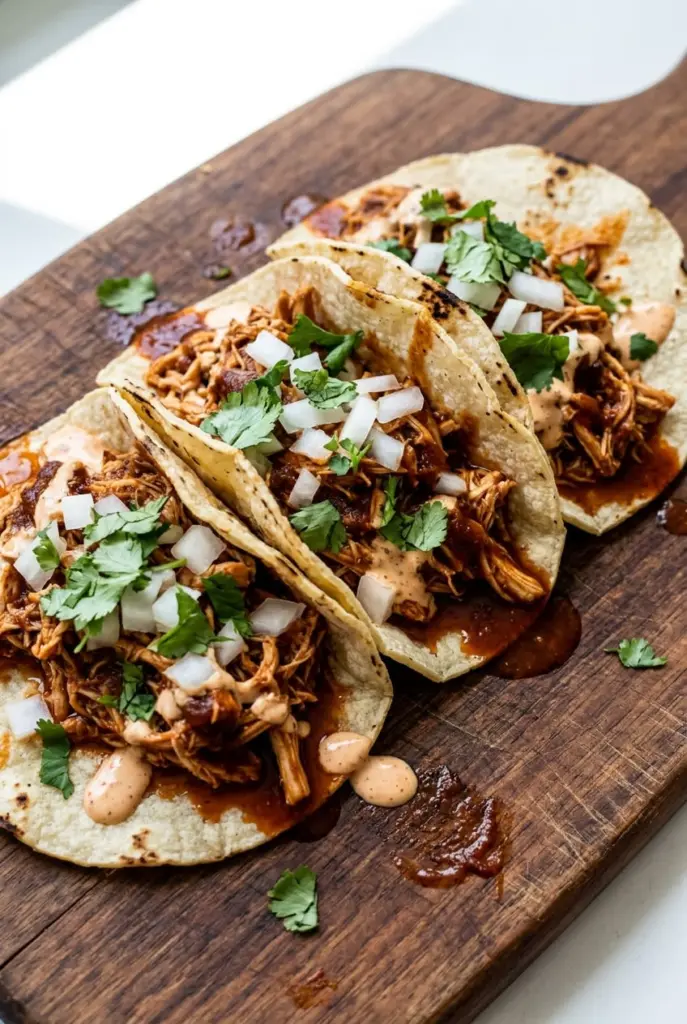 Chicken Tinga Tacos with Chipotle Crema
