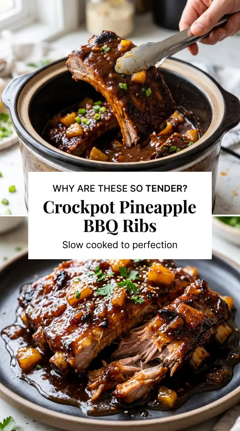 Crockpot Pineapple BBQ Ribs sticky caramelized juicy