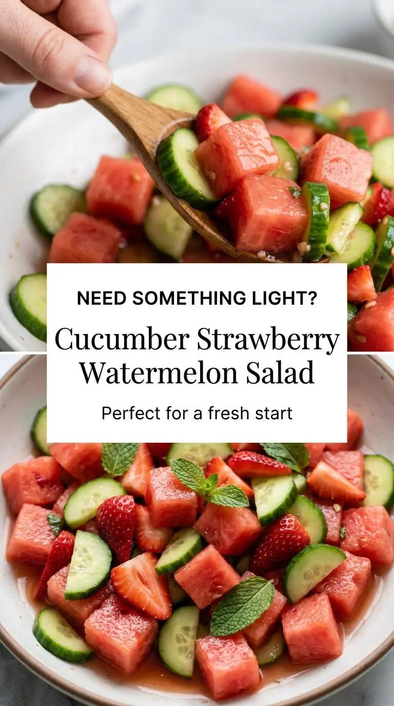 Cucumber Strawberry Salad with Watermelon crisp juicy