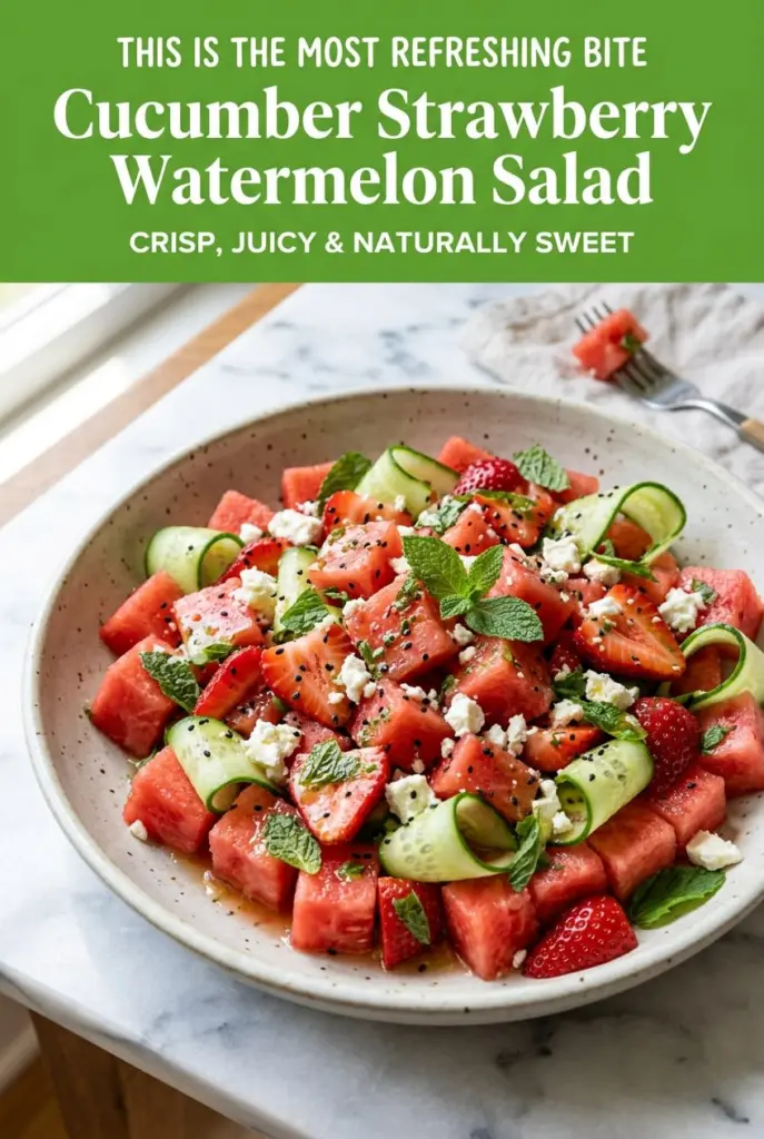 Cucumber Strawberry Salad with Watermelon