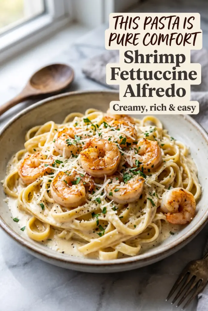 One Pot Shrimp Fettuccine Alfredo