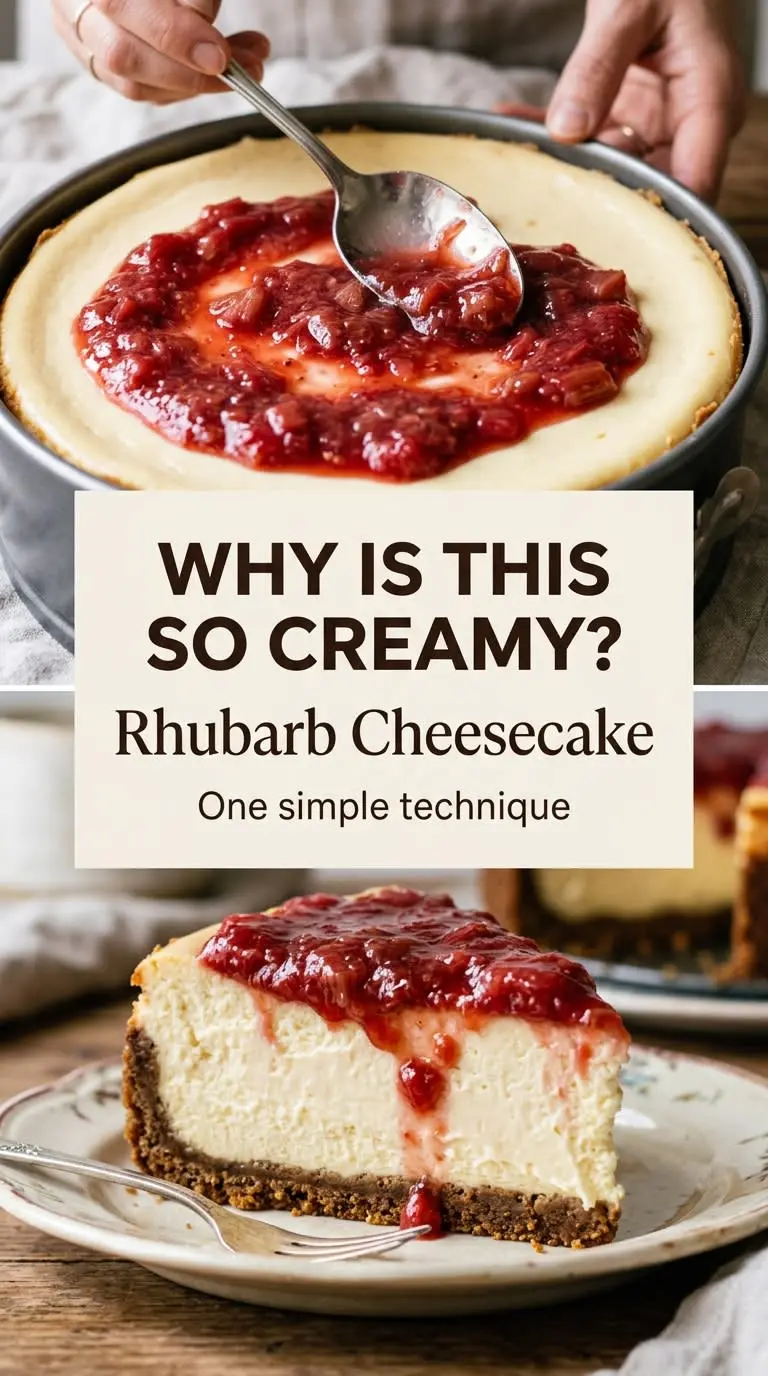 Rhubarb Cheesecake creamy tart glossy