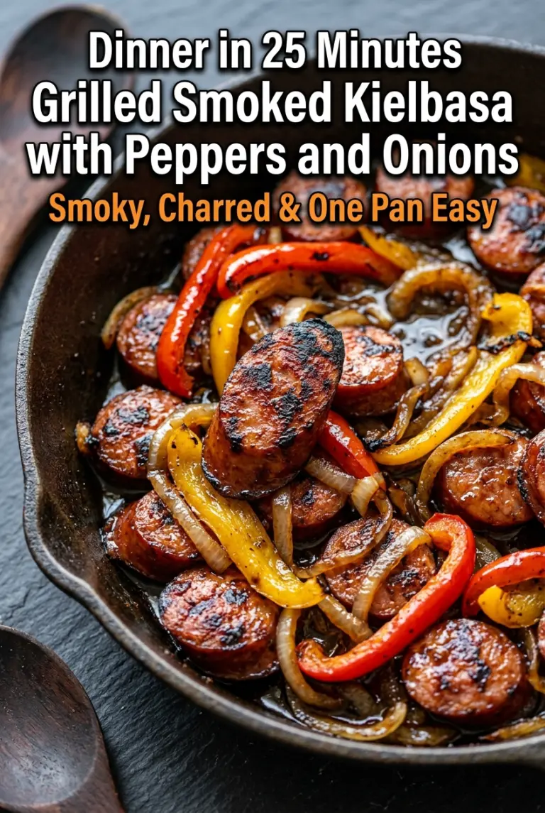 Grilled Smoked Kielbasa with Peppers and Onions