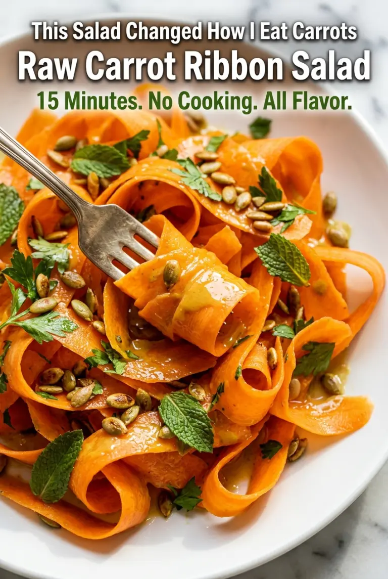 Raw Carrot Ribbon Salad with Citrus-Tahini Dressing