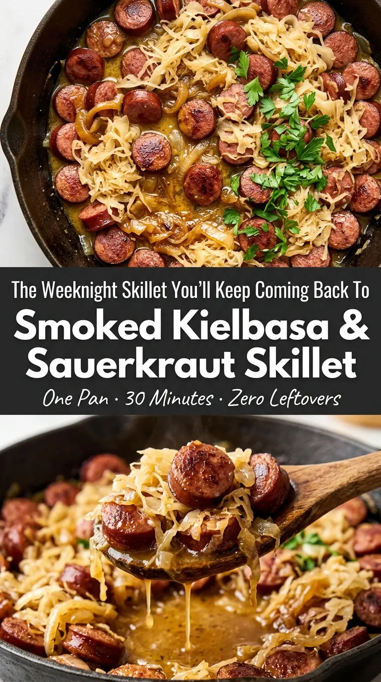 Smoked Kielbasa and Sauerkraut Skillet smoky tangy skillet