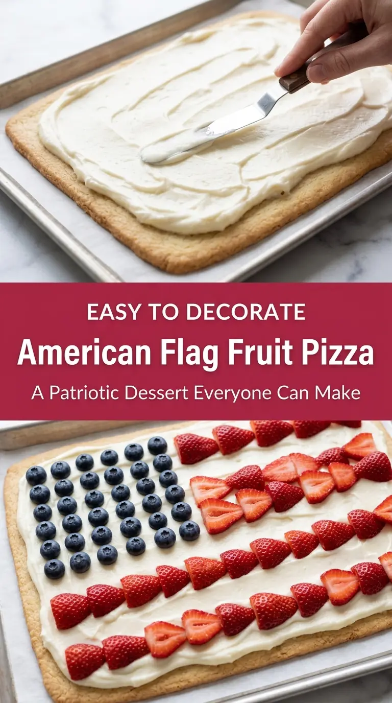 American Flag Fruit Pizza patriotic dessert
