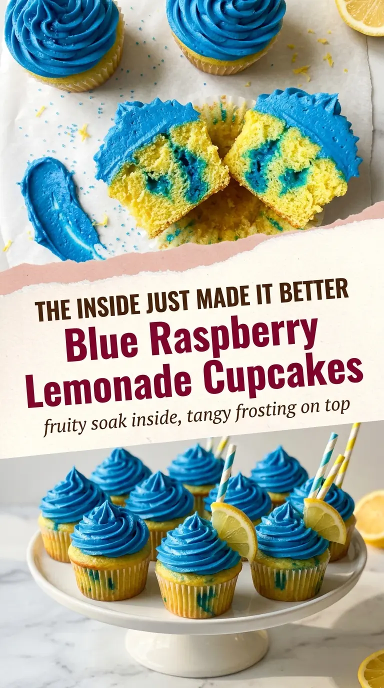Blue Raspberry Lemonade Cupcakes bright tangy frosted