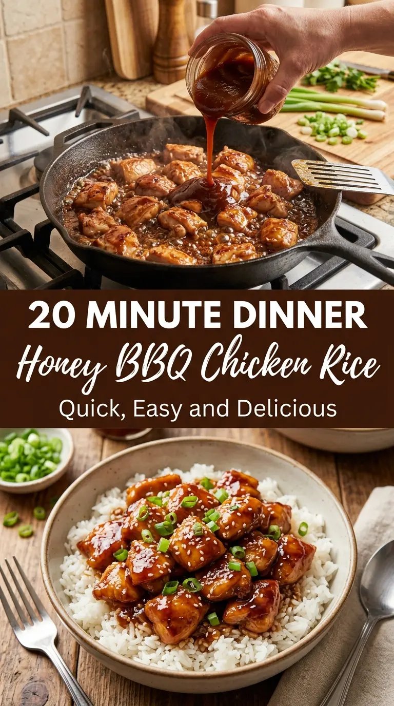 Honey BBQ Chicken Rice sticky glazed chicken, fluffy rice