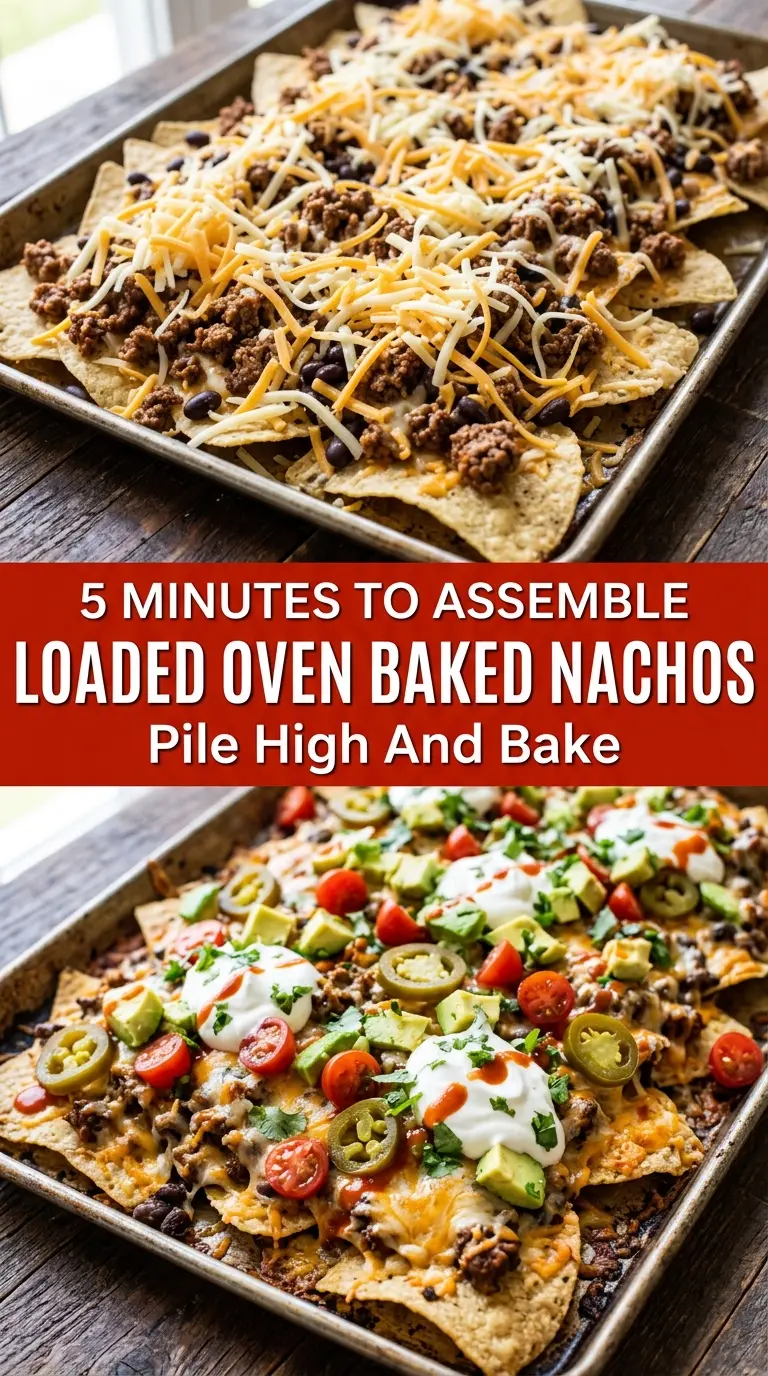 Loaded Oven Baked Nachos crispy cheesy beef