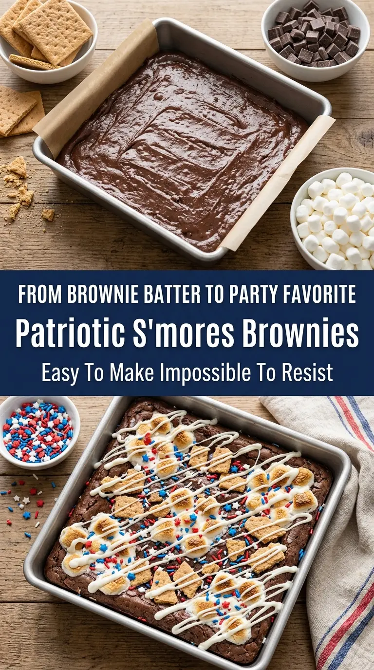 Patriotic S'mores Brownies fudgy gooey festive