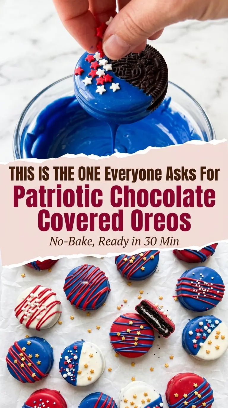 Patriotic-Themed Chocolate Covered Oreos