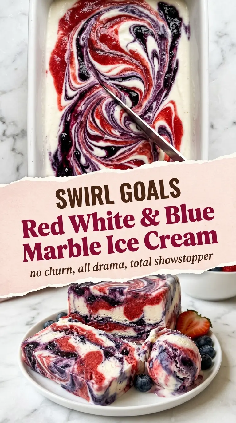 Red White & Blue Marble Ice Cream