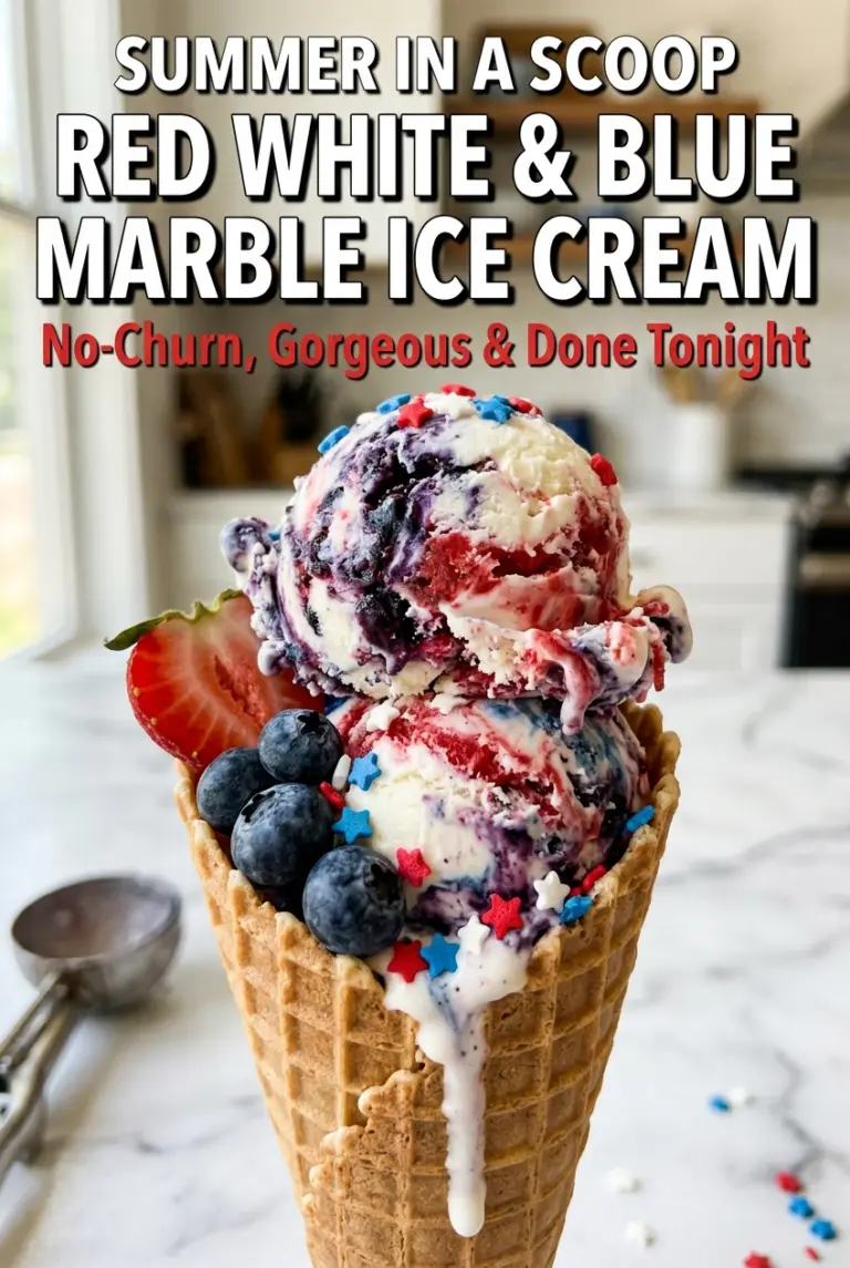 Red White & Blue Marble Ice Cream