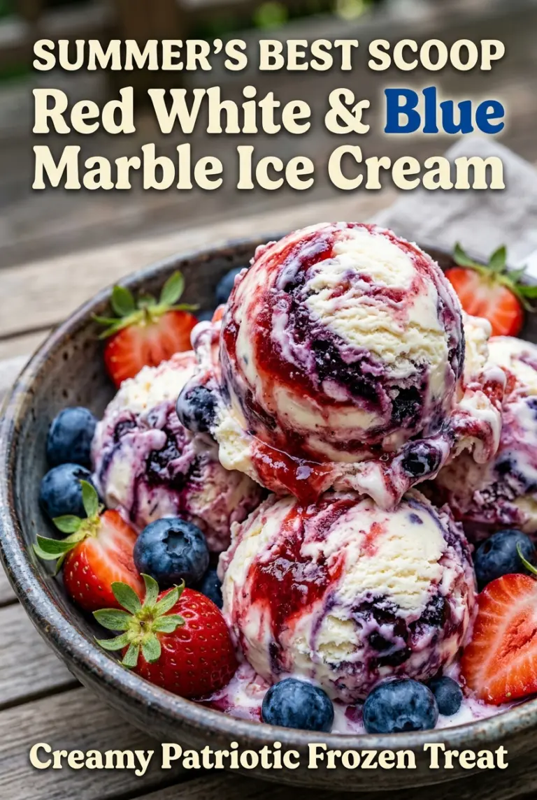Red White & Blue Marble Ice Cream