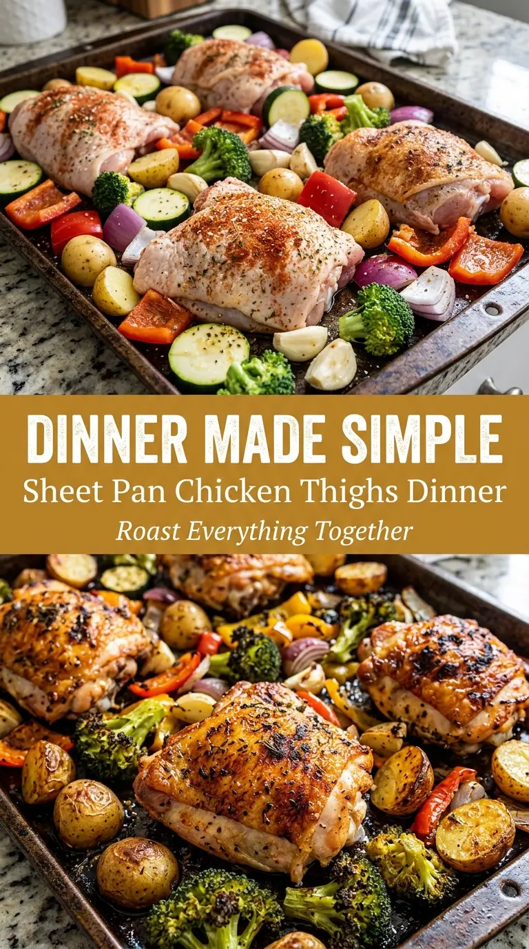 Sheet Pan Chicken Thighs Dinner juicy roasted vegetables