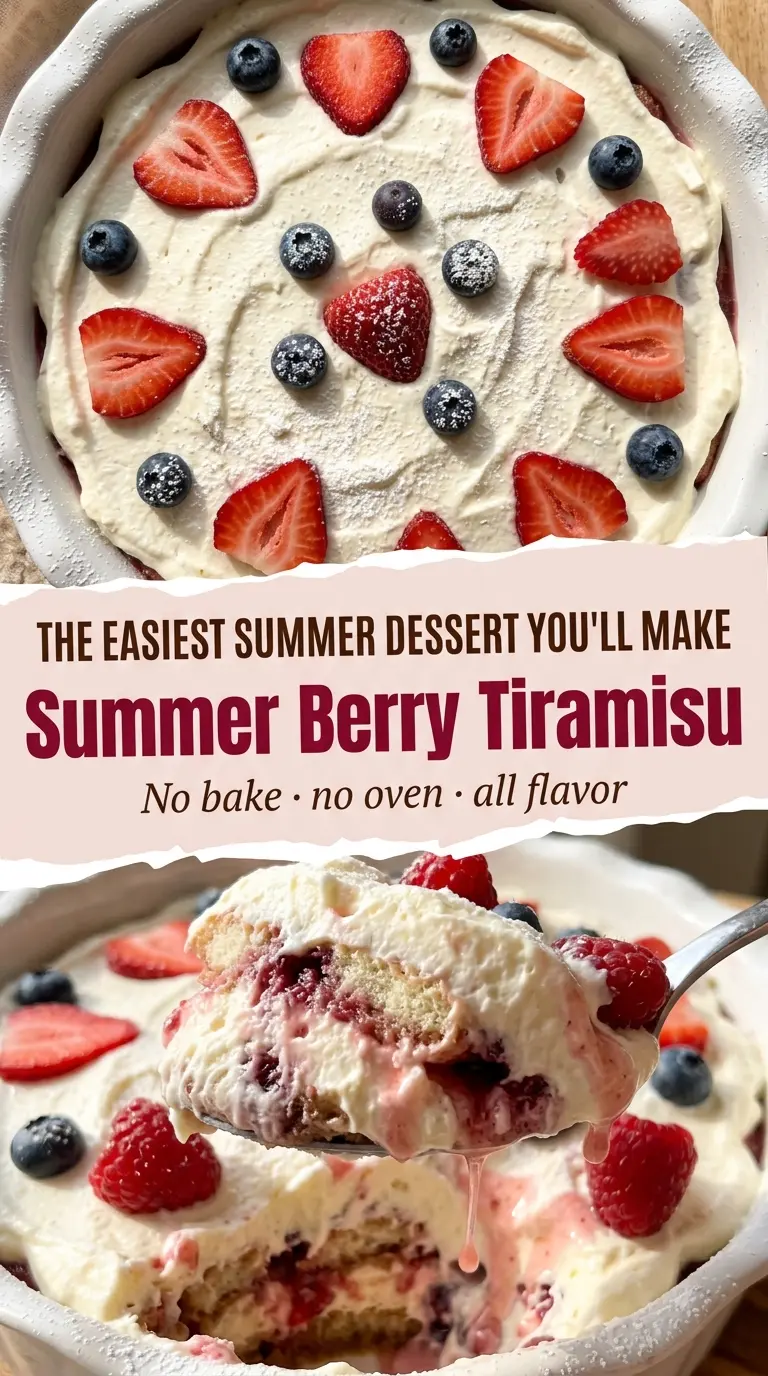 Summer Berry Tiramisu (No Bake)