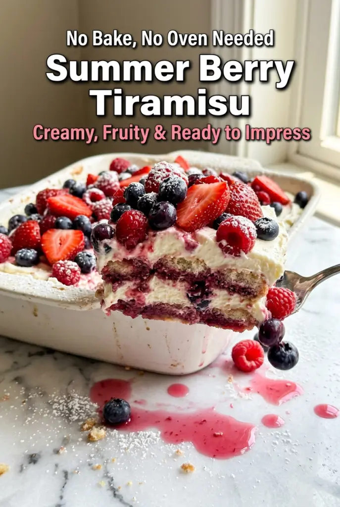 Summer Berry Tiramisu (No Bake)