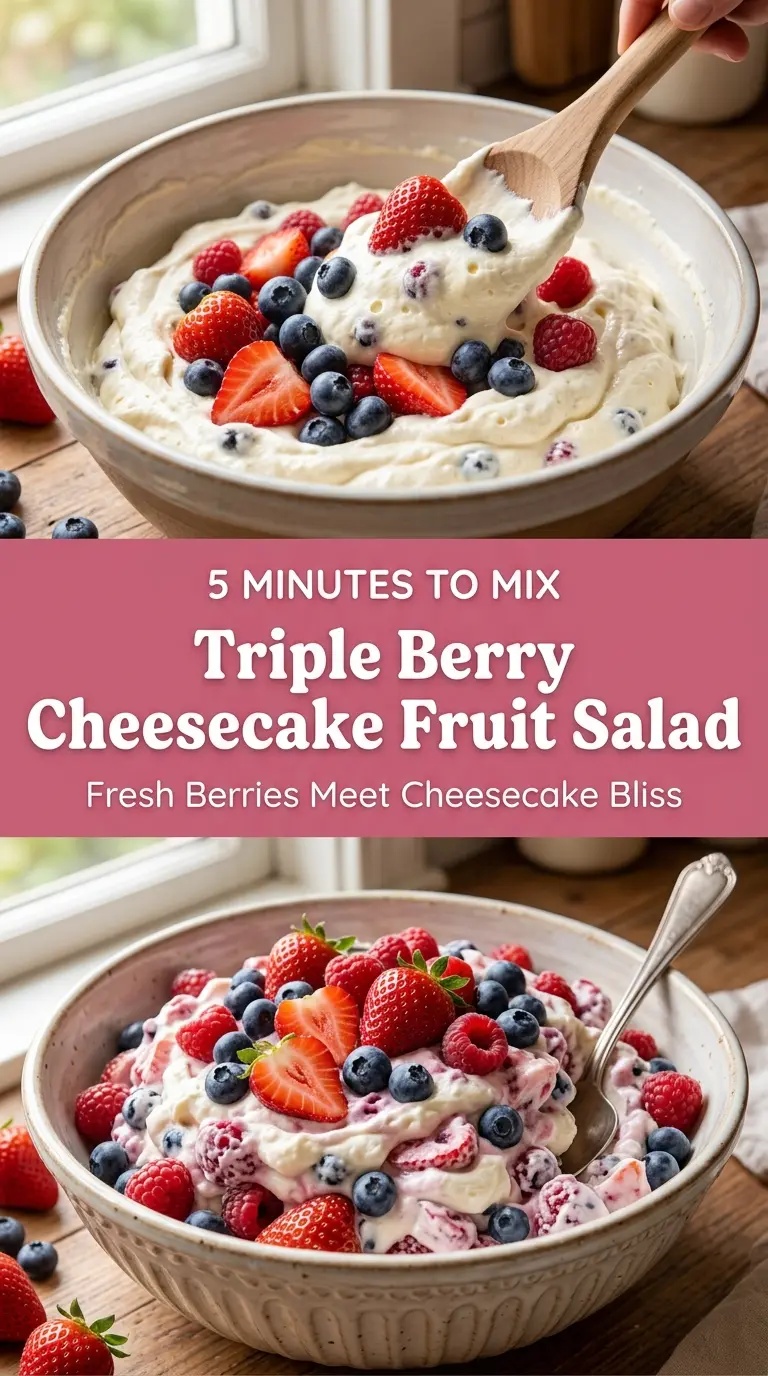 Triple Berry Cheesecake Fruit Salad creamy berries cheesecake
