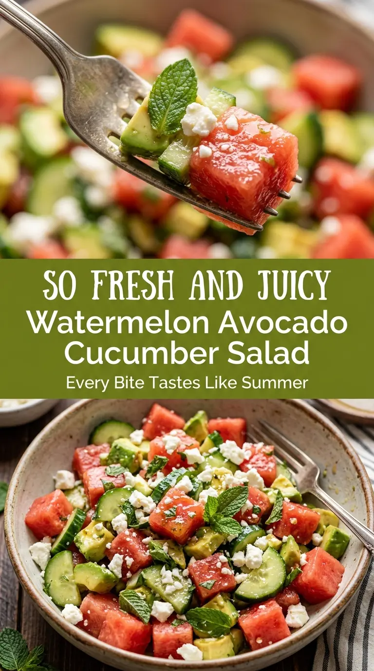 Watermelon Avocado Cucumber Salad fresh creamy crisp