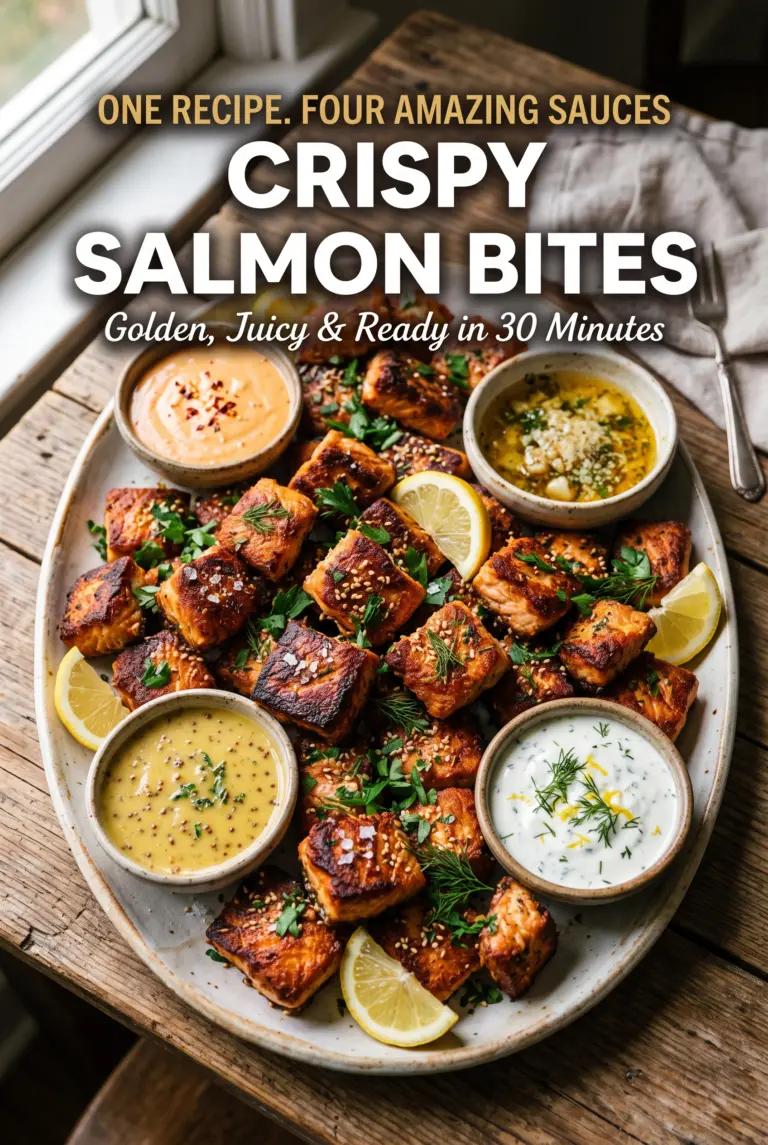 Crispy Salmon Bites with 4 Easy Dipping Sauces