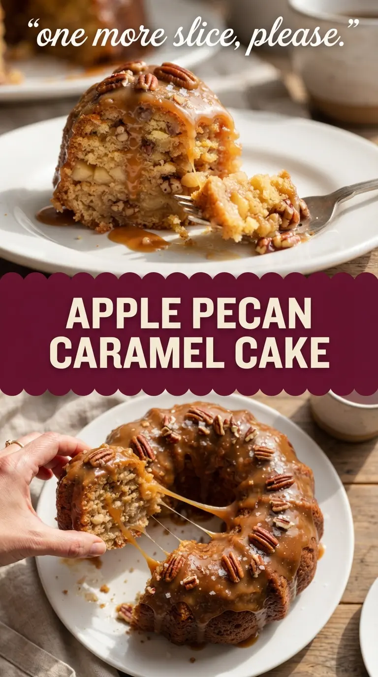 Apple Pecan Cake with Caramel Glaze moist spiced Bundt