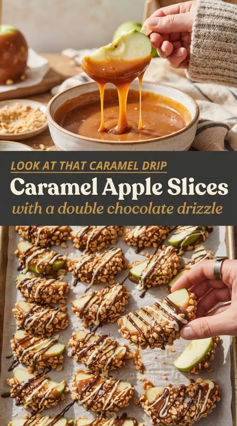 Caramel Apple Slices with Chocolate Drizzle