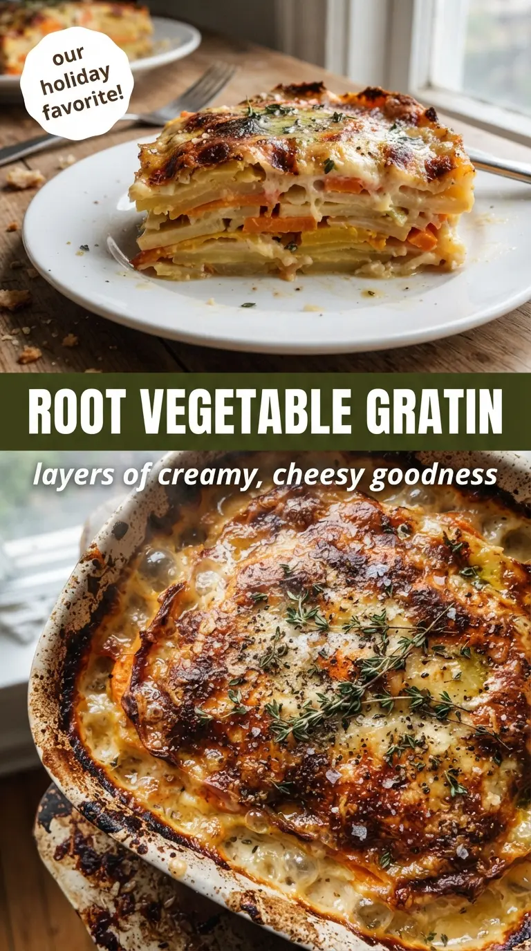 Cheesy Root Vegetable Gratin