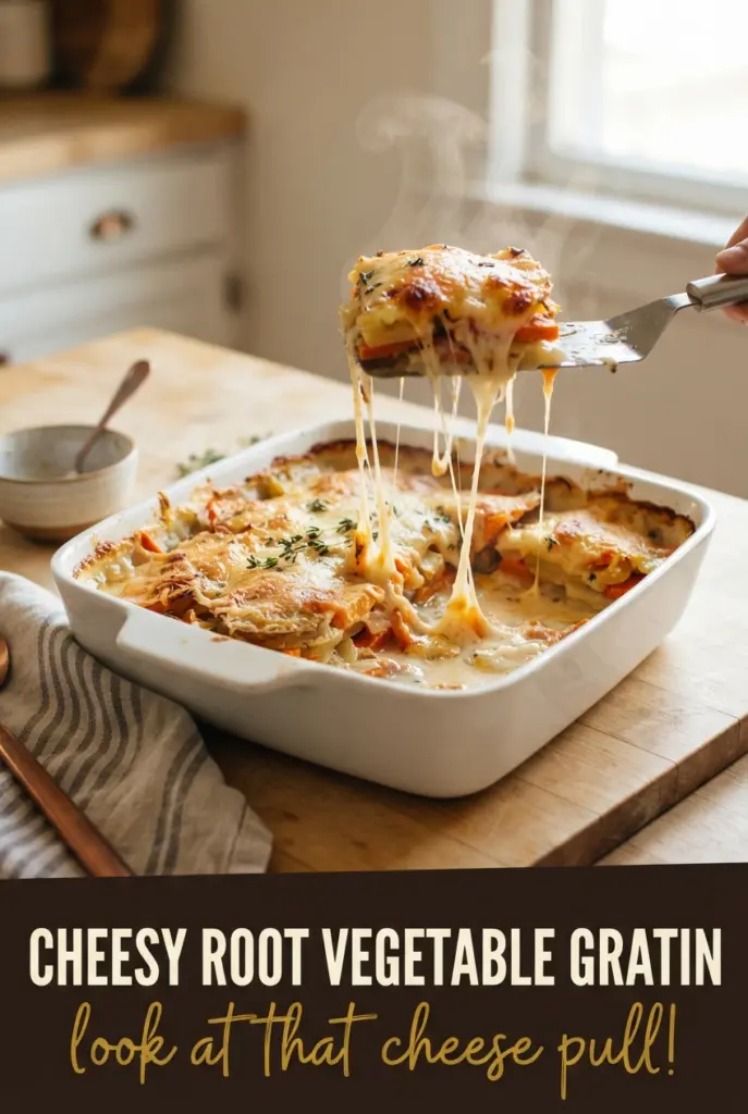 Cheesy Root Vegetable Gratin