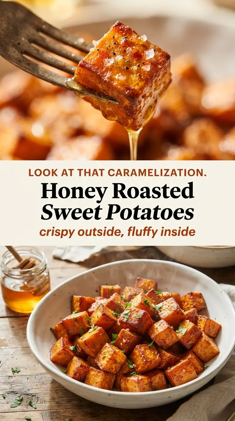 Crispy Honey Roasted Sweet Potatoes crispy caramelized sticky