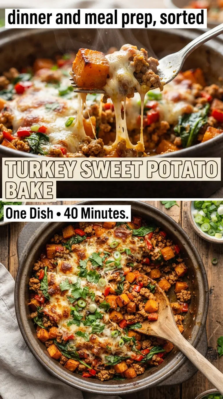 Ground Turkey Sweet Potato Bake smoky cheesy one-pan