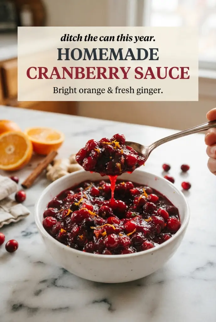 Homemade Cranberry Sauce with Orange and Ginger