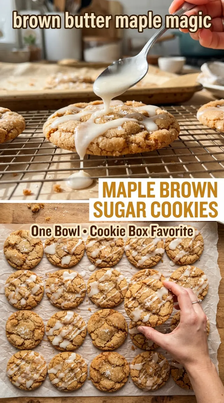 Maple Brown Sugar Cookies chewy crackly glazed